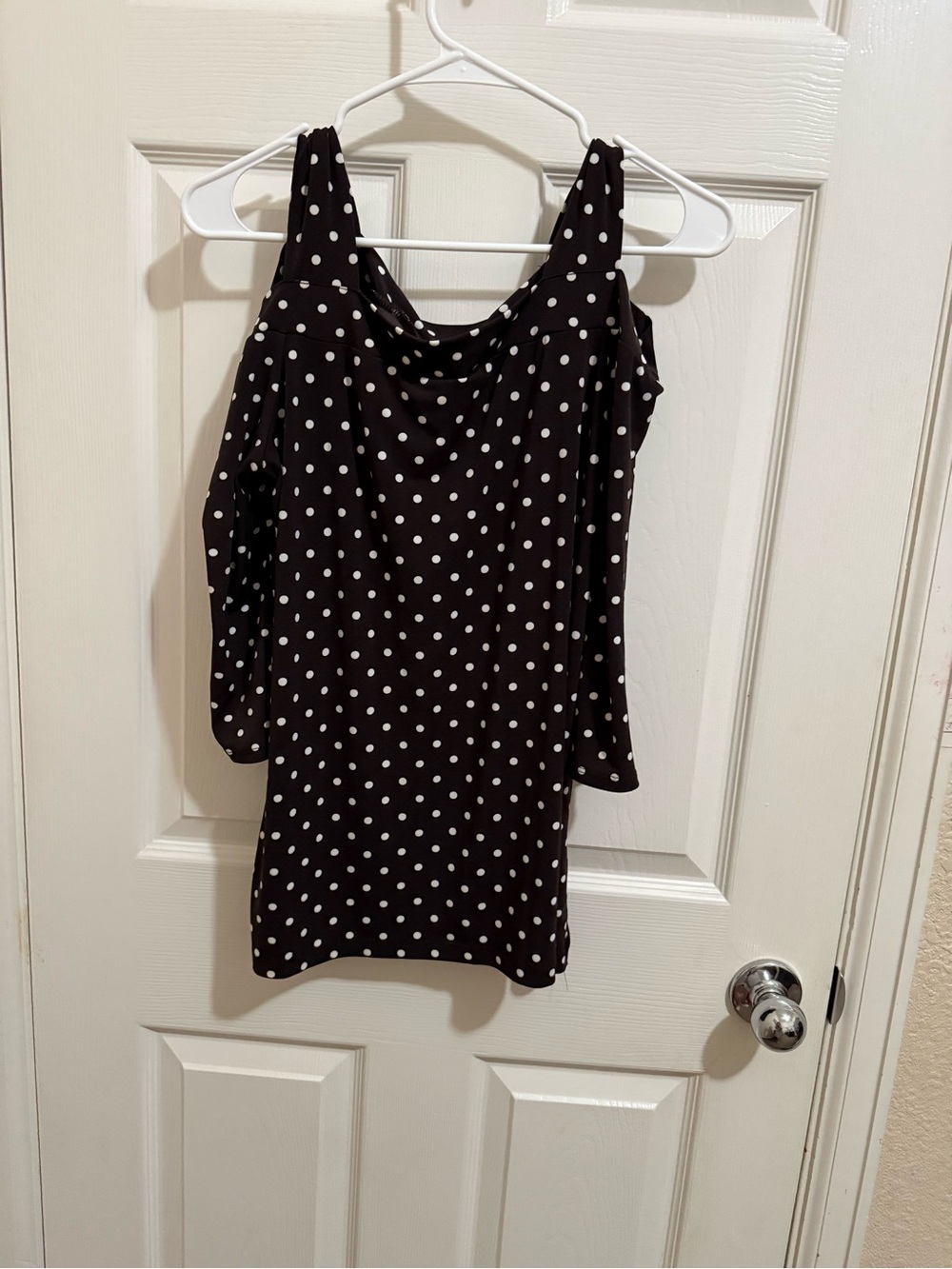 Chico's Black & White Polka Dot Cold-Shoulder Blouse